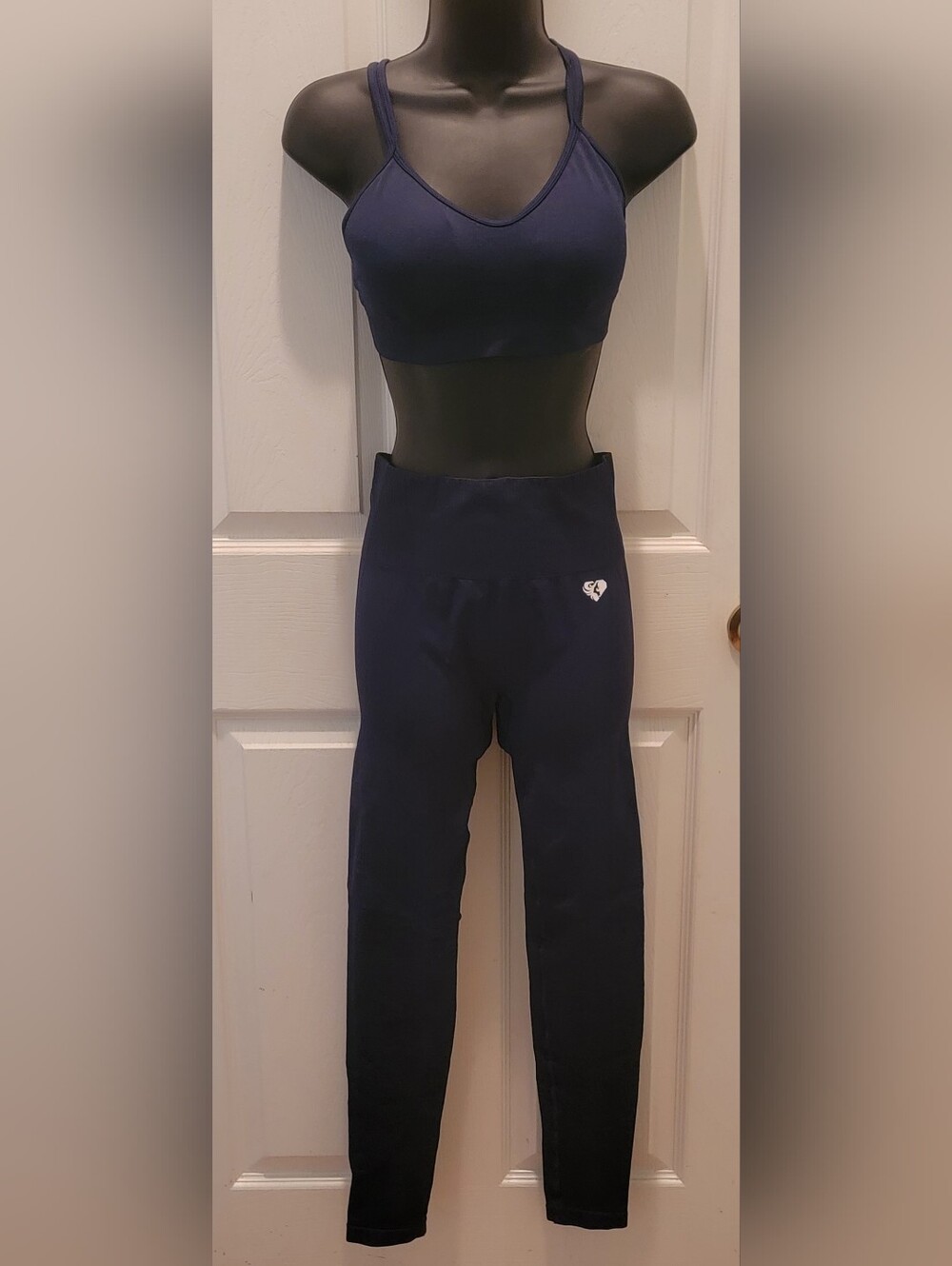 Women's Best Sports Bra/Power High Waist Scrunch Leggings, Sapphire Blue, Small